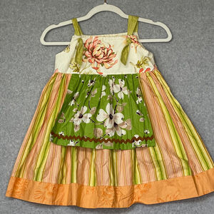 Matilda Jane Girls Dress Size 6 Floral Green Orange